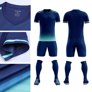 Conjunto de Uniforme de Fútbol para Hombre, Jersey con Cuello en V, Manga Corta, Kit de Fútbol, Degradado Azul Marino, Ropa Deportiva, Ropa de Equipo - Product Image 3