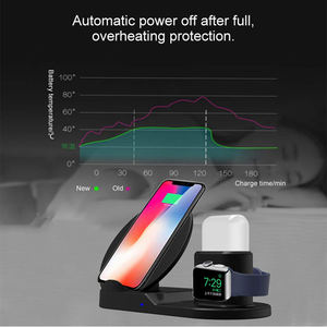 Support de station de <span class=keywords><strong>chargeur</strong></span> sans fil rapide pour bureau 10W support de charge sans fil 3 en 1 pour <span class=keywords><strong>Airpods</strong></span> 1/<span class=keywords><strong>2</strong></span>, pour <span class=keywords><strong>Apple</strong></span> Watch, pour iPhone - Product Image 6