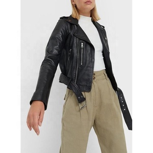Veste en <span class=keywords><strong>cuir</strong></span> véritable pour femmes, en peau de mouton véritable, vente en gros en Europe et aux États-Unis, veste en <span class=keywords><strong>cuir</strong></span> vintage pour femmes - Product Image 1