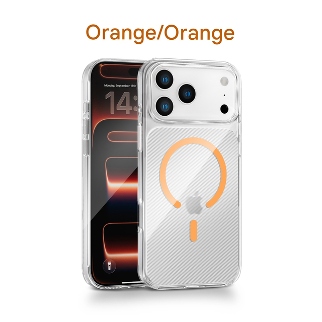 Magnetic Clear Case Full Cover PC Carbon Fiber MagSafe Wireless Charging Slim Shockproof Suitable for iPhone