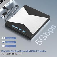 Grabador y Reproductor de Blu-Ray 4K Externo, Unidad UHD 4K, USB 3.0 Tipo-C, Grabador de BD UHD Portátil para PC/Mac con Puertos SD/TF