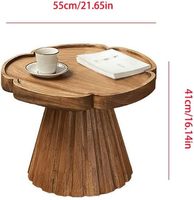Table d'appoint en bois style ferme avec plateau en forme de fleur et base sur piétement, petite table basse pour coin de canapé à la maison