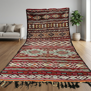Tapis tribal fait main, Kilim marocain, tapis berbère en laine, tapis de salon, vente en gros, noué à la main, motif géométrique, poils ras - Product Image 5