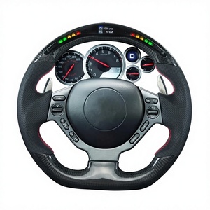 Volante Deportivo Qingying de Fibra de Carbono Real con LED de Velocidad RPM, para Nissan <span class=keywords><strong>GTR</strong></span> <span class=keywords><strong>R35</strong></span>, Cuero Negro, 3 Runner - Product Image 2