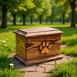 Pet Wooden Cremation <b>Urn</b> Rectangle 28x20x22 Durable For <b>Cat</b> Dog Burial - Product Image 1