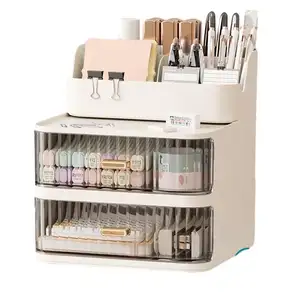 Transparent Plastic Box Desk Organizer for Office & Student Drawer-Type Storage Cabinet for Stationery Cosmetics Mould Modling