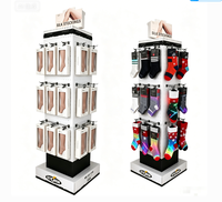 Présentoir de sol rotatif en carton recyclable pour chaussettes, avec crochets, pour supermarchés et magasins de marque