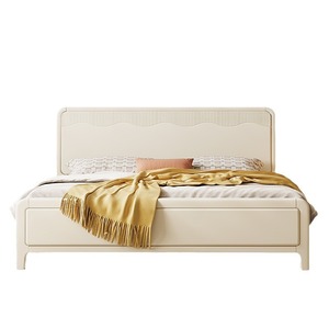 เตียงเก็บของไม้เนื้อแข็งสีครีม 1.8 ม. เฟอร์นิเจอร์ห้องนอนคู่ - Product Image 4