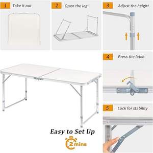 Juego de Mesa y Sillas Plegables de Aluminio de Alta Calidad, Duraderas, Modernas, Ligeras, Anti-deformación, para Gimnasio al Aire Libre y Camping - Product Image 5