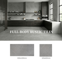 Azulejos de Cerámica Mate Posmodernos Gris Grafito de 60x120cm, Resistentes a Químicos, con Aspecto de Piedra para Cocina y Baño