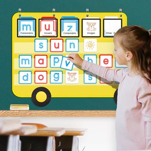 Tablero de bolsillo con forma de autobús escolar, 33 x 22, papel laminado duradero, tablero plegable para niños de 3 a 6 años, útiles escolares para el regreso a clases - Product Image 4