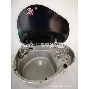 Estufa de Gas Integrada de 525*425*150mm para RV/Yate/Casa Moderna con Cubierta de Vidrio Templado y Fregadero de Acero Inoxidable - Product Image 1