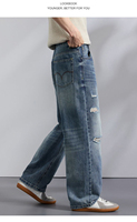 Celana Jeans Denim Grosir Impor Pria Model Straight Regular Fit Knee Loose Wide Leg Ripped Baggy Jeans