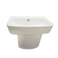 Usine Céramique Demi Piédestal Bassin Blanc Mur Monté Salle De Bains Lavabo Lavabo Lavabo Rectangulaire Mur Accroché Bassin