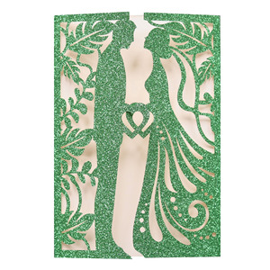 Invitación de Boda Europea en Forma de Corazón con Papel Dorado y Diseño de Cebolla para Invitados (Niño y Niña) - Product Image 4