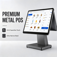 Terminal POS Android Modern Layar Sentuh Ganda 15,6 Inci, Basis Logam Ultra Tipis untuk Restoran, Toko Ritel Kecil