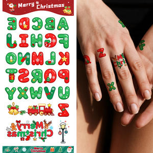 สติกเกอร์รอย<span class=keywords><strong>สัก</strong></span>ลายคริสต์มาสแต่งหน้าสีสันสดใสแบบชั่วคราวกันน้ำตกแต่งคริสต์มาสตัวอักษรสักเหมาะสำหรับหน้าแขน - Product Image 3