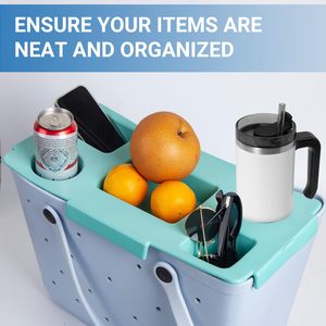 Bandeja Organizadora Superior para Bolsa Bogg, Tapa de Almacenamiento con Portavasos para Bolsa Bogg XL, para Vasos Stanley de 30oz y 40oz, Inserto para Mesa de Playa o Viaje - Product Image 3
