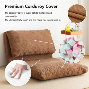 Coussin de siège pliable multifonctionnel pour petits espaces et usage occasionnel, design en velours côtelé marron - Product Image 2