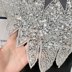 Đen <span class=keywords><strong>sequin</strong></span> đính cườm cổ áo đính miếng vá, tự làm trang phục cổ tôn tạo cho trang phục, áo choàng, sân khấu, hoặc buổi tối mặc - Product Image 6