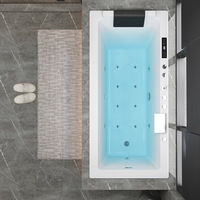 Baignoire de massage à remous moderne en acrylique avec contrôle Balboa, éclairage LED, baignoire spa autoportante pour une personne, salle de bain