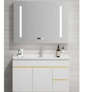 White <b>Wall</b> Mounted <b>Bathroom</b> Vanity One Piece Ceramic Basin Nordic Style <b>Cabinet</b> - Product Image 4