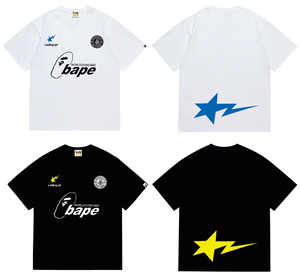 เสื้อยืดแขนสั้นผู้ชายทรงปกติ สตรีทแวร์ พิมพ์ลาย ผ้าคอตตอนเจอร์ซีย์ คอกลม สีขาว สีดำ เป็นมิตรกับสิ่งแวดล้อม - Product Image 1