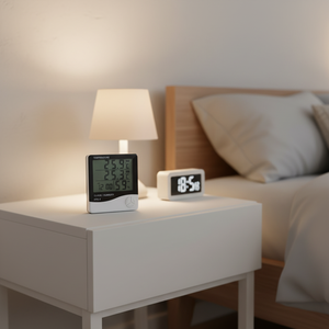 Thermomètre hygromètre multifonctionnel HTC2 rechargeable avec sonde externe, réveil pour la maison et le bureau - Product Image 5