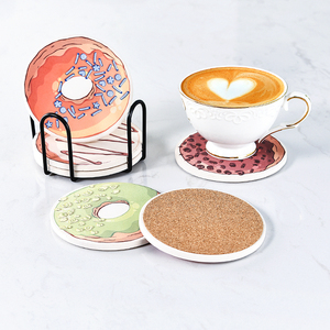 Factory Direct Sales Durable Absorbent Ceramic Coaster Wholesale Custom Personalized Logo Porcelain Coasters With Cork Back