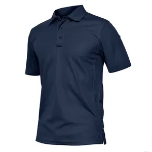 Clothing Manufacturer Polo Tee Shirts For Man Custom Logo,100%Polyester Moisture Wicking Polo Shirt,Tactical Navy Blue Shirt