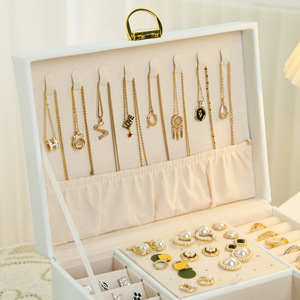 Ingrosso Logo personalizzato da viaggio per ragazze in pelle portagioie in velluto Joyero scatola di gioielli in pelle a scatto orecchino collana scatola ciondolo - Product Image 4