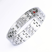 Bracelet scalaire quantique en acier au titane de fonction de santé d'ion négatif promotionnel en gros pour les hommes Bracelet d'énergie magnétique d'ion
