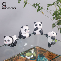 Ornement en résine Panda grimpant sur le rebord de l'aquarium, figurine suspendue mignonne pour la décoration d'aquascaping, cadeau