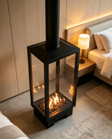Cheminée murale au gaz - Design moderne en acier pour hôtels et villas, décoration intérieure confortable avec garantie de 5 ans