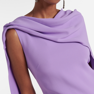 Vente en gros robe longue de couleur unie à manches cape décontractée robe longue de soirée pour femme - Product Image 4