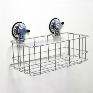 Single Tier <strong>Bathroom</strong> <strong>Accessories</strong> 304 Stainless Steel <strong>Suction</strong> Shower Basket Rectangular Basket Storage Basket - Product Image 1
