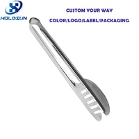 Pinces de gril en métal à poignée conique en acier inoxydable durable-Ustensiles alimentaires pour servir des pinces à pâtes à salade