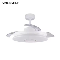 Tuya Smart LED ventilateur de plafond avec télécommande pour haut-parleur Bluetooth fonction rétractable et lumière pour la maison ou le bureau