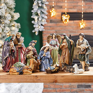 Conjunto de 12 Peças de Figuras de Presépio de Natal em Poliresina Feito à Mão, Anjo da Glória da Sagrada Família, Novidade em Poliresina por Atacado - Product Image 2