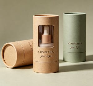 Custom Craft Paper Tube Packaging with Clear <b>Window</b> for Cosmetic Products, Recyclable and Gold <b>Foil</b> Logo Printing - Product Image 5