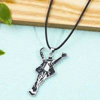 Collier en verre avec figurine dansante MJ Michael Jackson, pendentif lettre BAD, bracelet à breloques, bijoux punk rock, cadeau unisexe