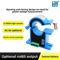 Transduser arus DC AC dengan Output 4-20mA Sensor CT inti terpisah efek Hall tipe buka tutup untuk pemantauan daya