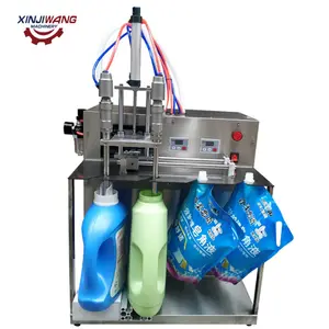 2 Heads Semi Automatic Juice Soft Drinks Beverage Liquid Washing Liquid Detergent Spout Pouch Filling Machine