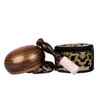 Juego de Cuencos Tibetanos Hechos a Mano, de Latón Grabado, Estilo Religioso, Incluye Caja, Cojín y Mazo, Recuerdo Sonoro de Nepal