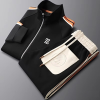 Ensemble de survêtement sport deux pièces tendance pour homme, nouvelle collection automne-hiver, col montant, sweat-shirt décontracté à manches longues brodé