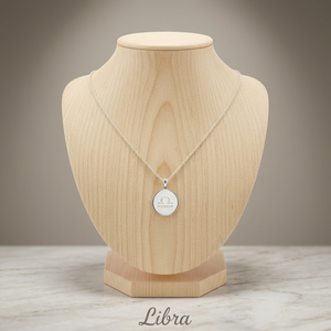 Collier avec pendentif signe du zodiaque Libra, argent sterling 925 plaqué rhodium, horoscope, astrologie, bijoux signe du zodiaque, cadeau unisexe - Product Image 1