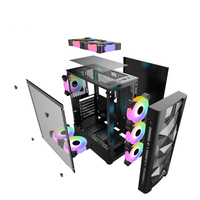 2024 nouveau boîtier d'ordinateur de jeu RVB ATX châssis et tours de cadre PC avec Port Audio armoire CPU en plastique avec ventilateur