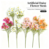 Bunga Daisy Buatan Warna-warni dengan Batang, Bunga Sutra Tiruan Realistis untuk Dekorasi Vas Rumah, Perlengkapan Pesta, dan Centerpiece Pernikahan