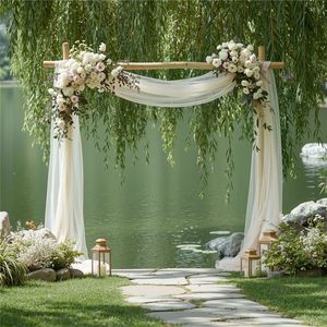LANJO Boho Bohemian Style Wedding Arch Draping Fabric Natural Look Gauze For Arched Backdrop Garland Decoration Supplies - Product Image 6