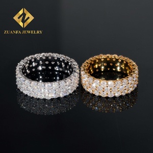 Anillos de Hombre con Moissanita de 3 Hileras, Diseño Nuevo, Chapados en Oro, Plata 925, Moissanita que Pasa el Test de Diamantes, Joyería Fina - Product Image 3